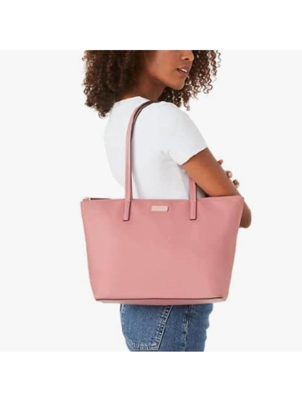 KATE SPADE NEW YORK HAYDEN NYLON ZIP TOP TOTE POMEGRANATE